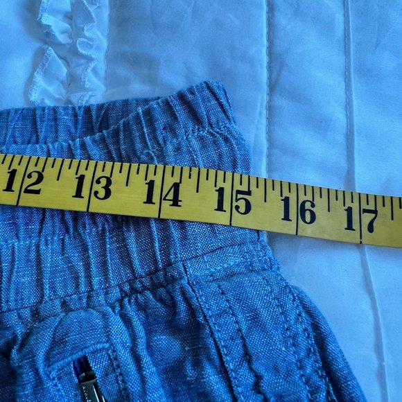 Athleta Womens Chambray Blue Cabo Linen Jogger Pants Elastic Waist Sz 8 - Picture 5 of 8